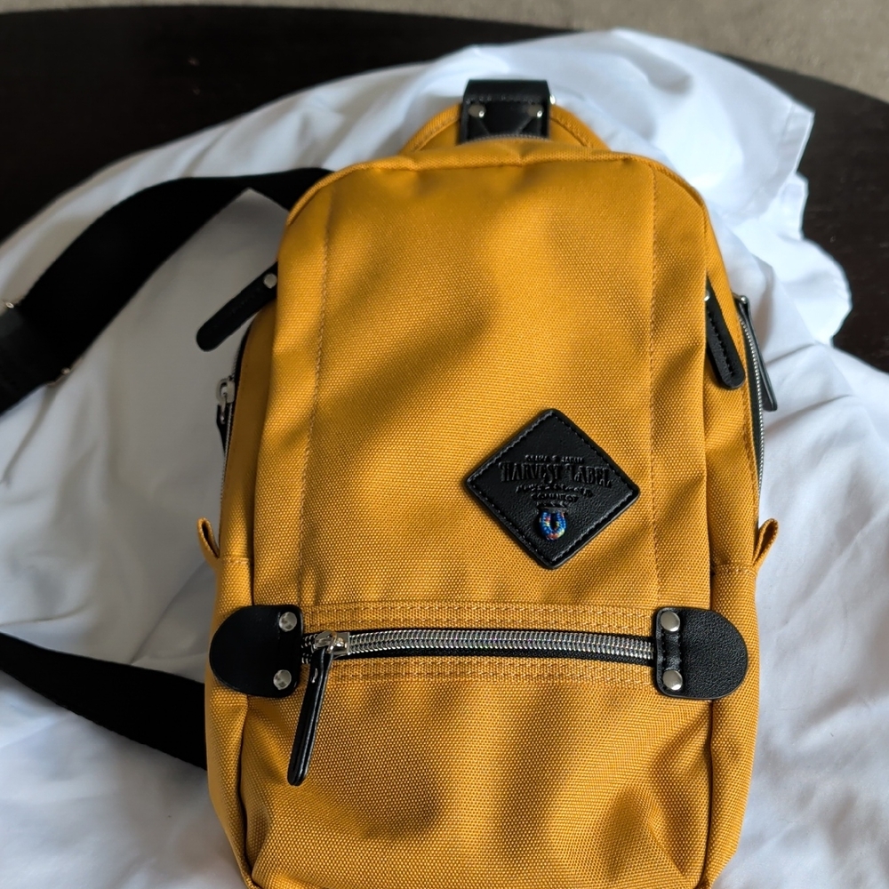 Yellow Crossbody Sling Backpack with Black Trim